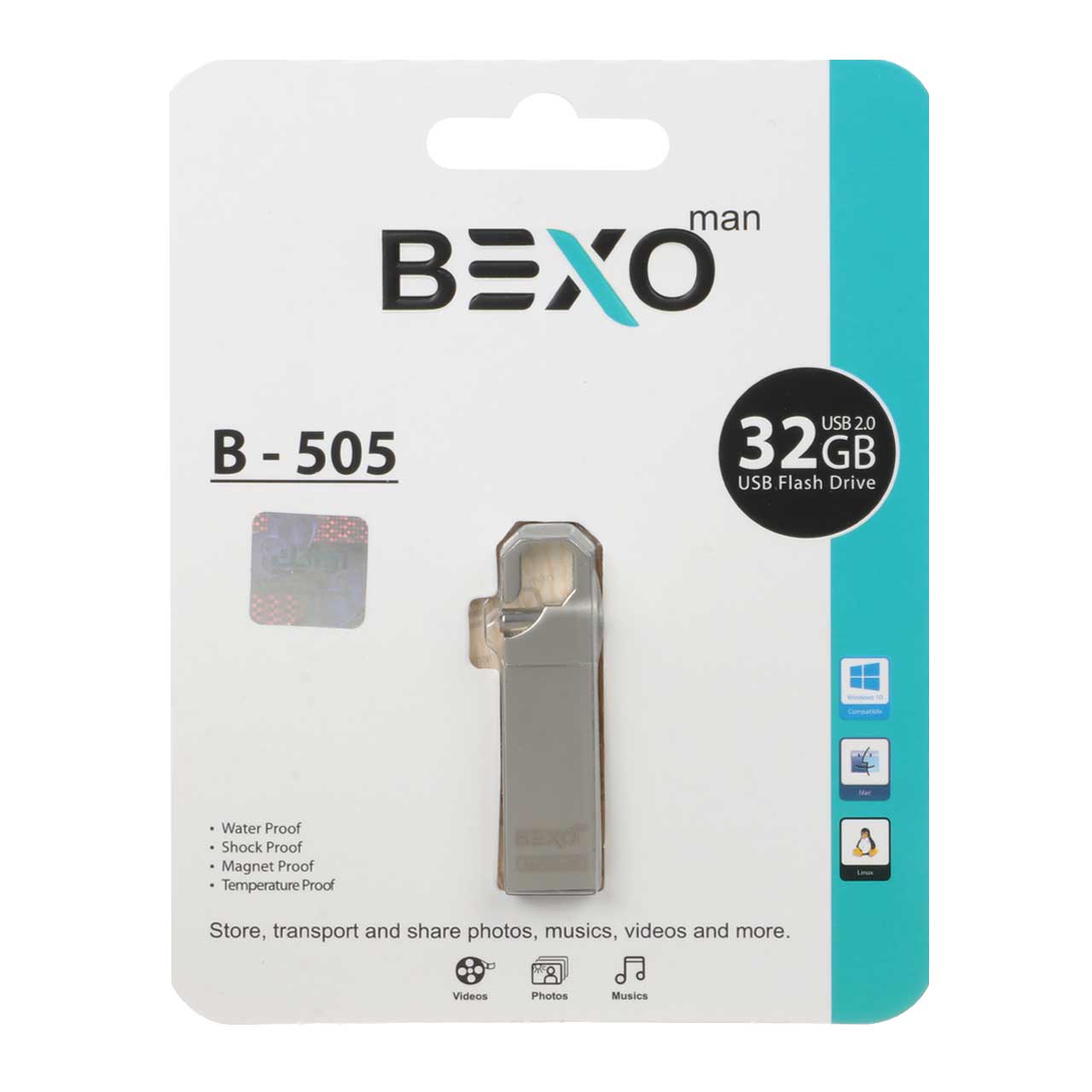 BEXO B-505 USB2.0 Flash Memory - 32GB (گارانتی داده پردازی آواتک) نقره ای