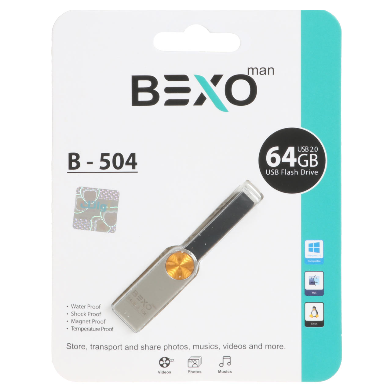 BEXO B-504 USB2.0 Flash Memory - 64GB (گارانتی داده پردازی آواتک) طلایی
