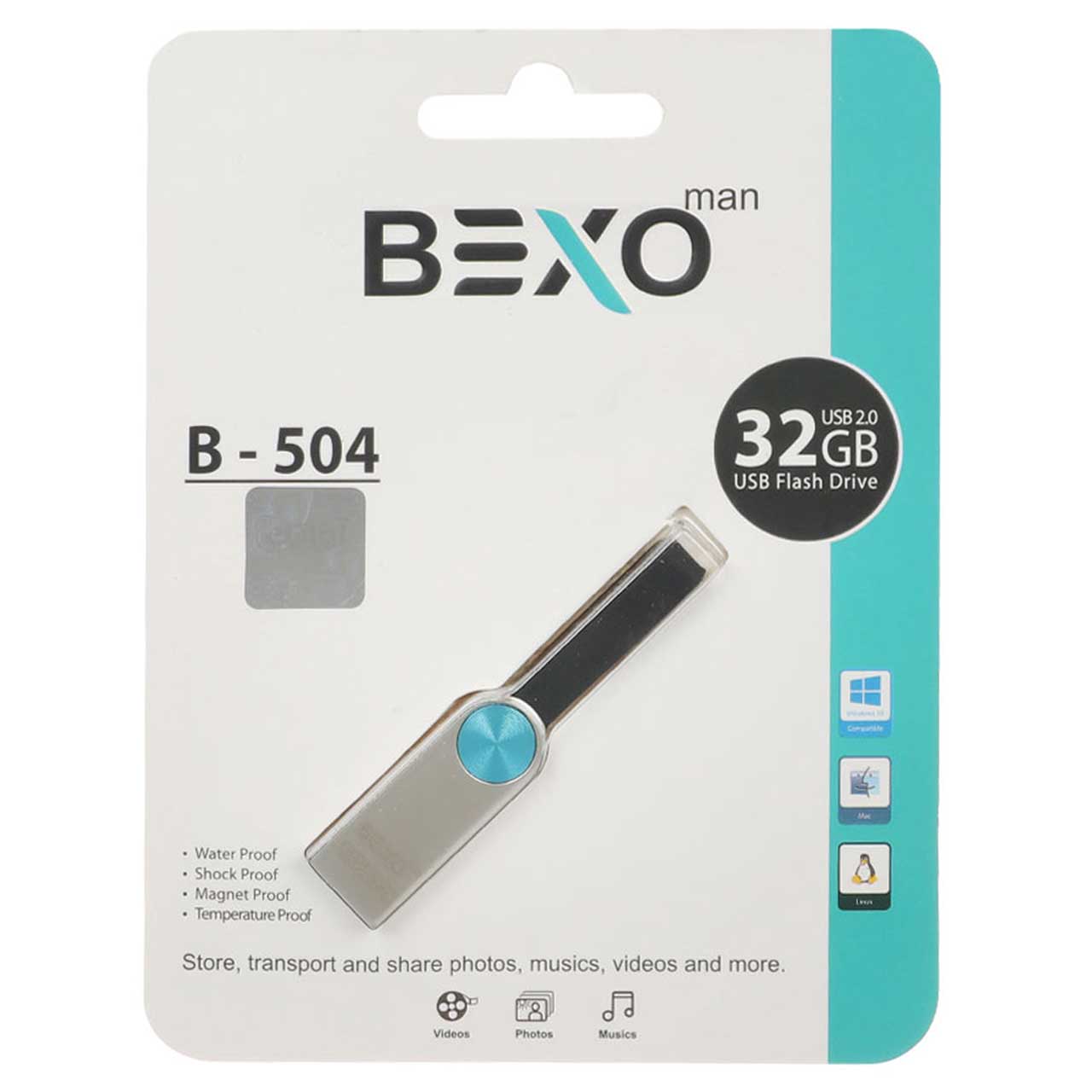 BEXO B-504 USB2.0 Flash Memory - 32GB (گارانتی داده پردازی آواتک) نقره ای
