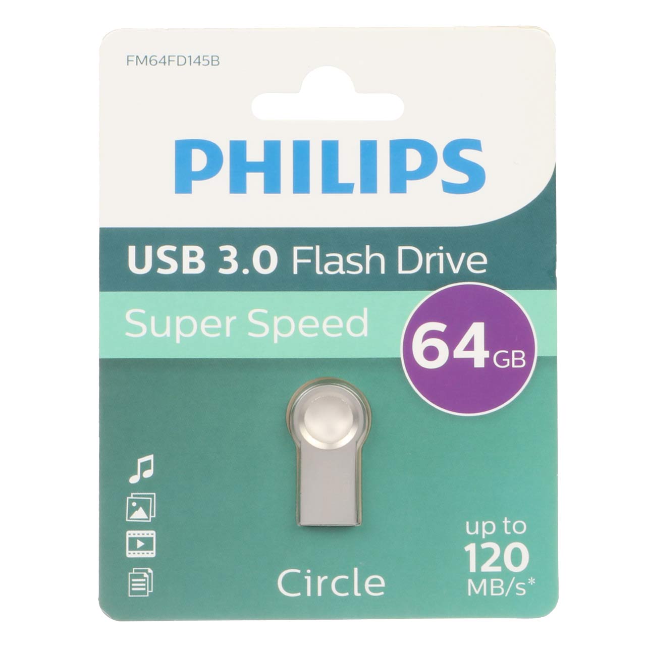 فلش Philips CirCle FM64FD145B USB 3.0 Flash Memory - 64GB (گارانتی مادام العمر استار مموری) نقره ای
