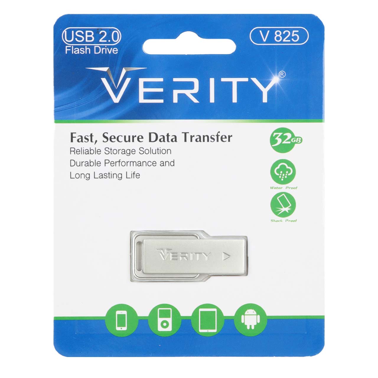 فلش Verity V825 USB2.0 Flash Memory - 32GB نقره ای