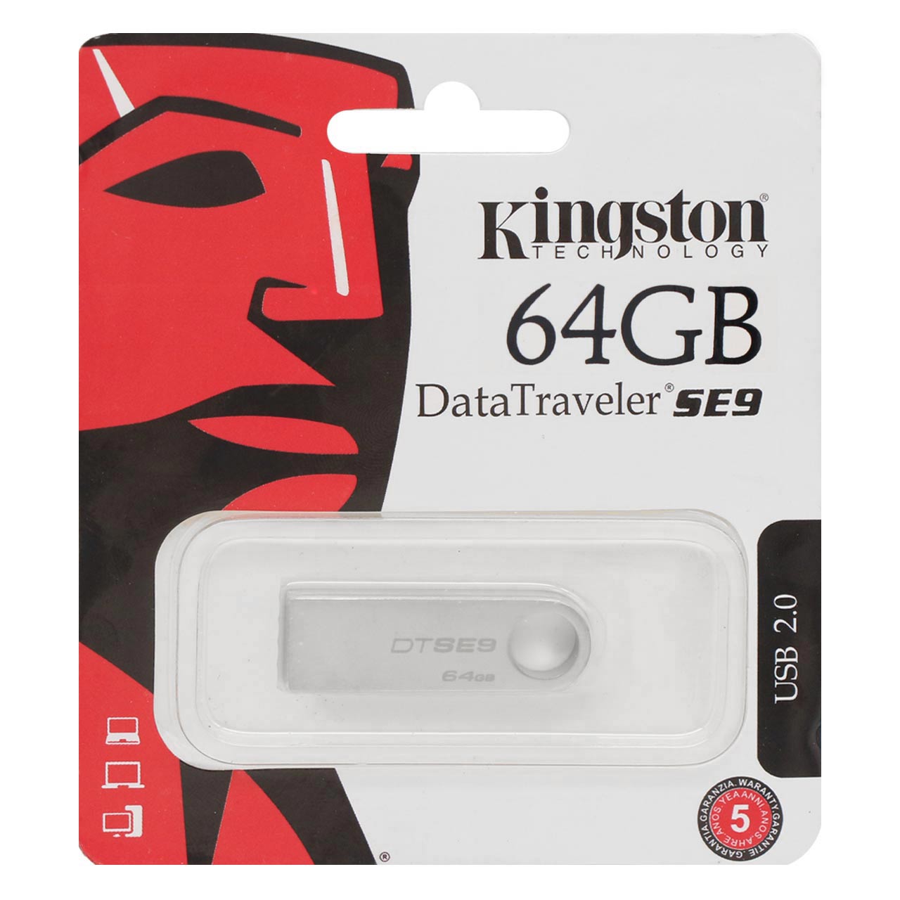 فلش Kingston Data Traveler SE9 USB2.0 Flash Memory - 64GB (گارانتی مادام‌العمر استار مموری)