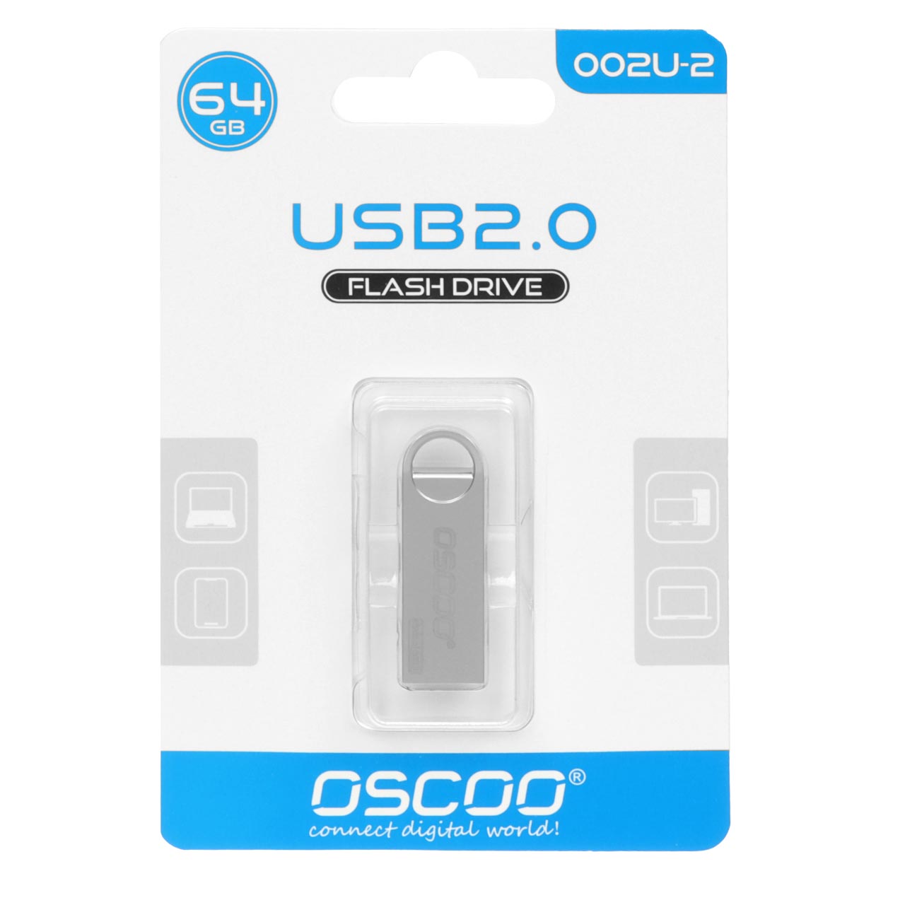 فلش OSCOO 002U-2 USB2.0 Flash Memory-64GB نقره ای