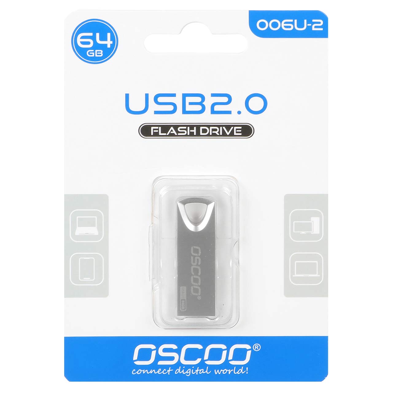 OSCOO 006U-2 USB2.0 Flash Memory-64GB نقره ای
