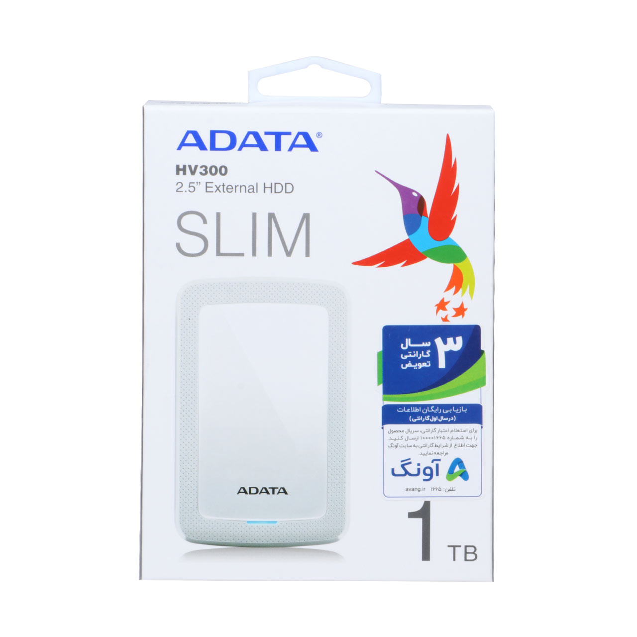 هارد اکسترنال ADATA مدل SLIM HV300 ظرفیت 2TB سفید