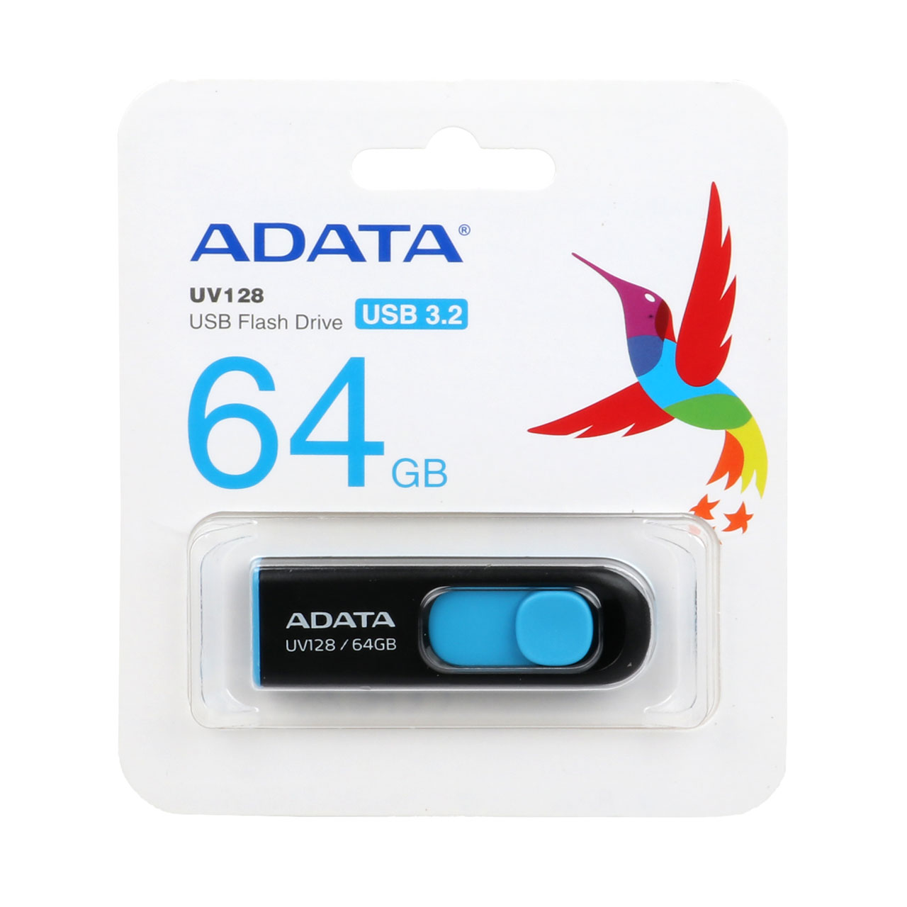 فلش Adata UV128 USB 3.2 Flash Memory-64GB  (گارانتی مادام العمر شرکت آونگ)