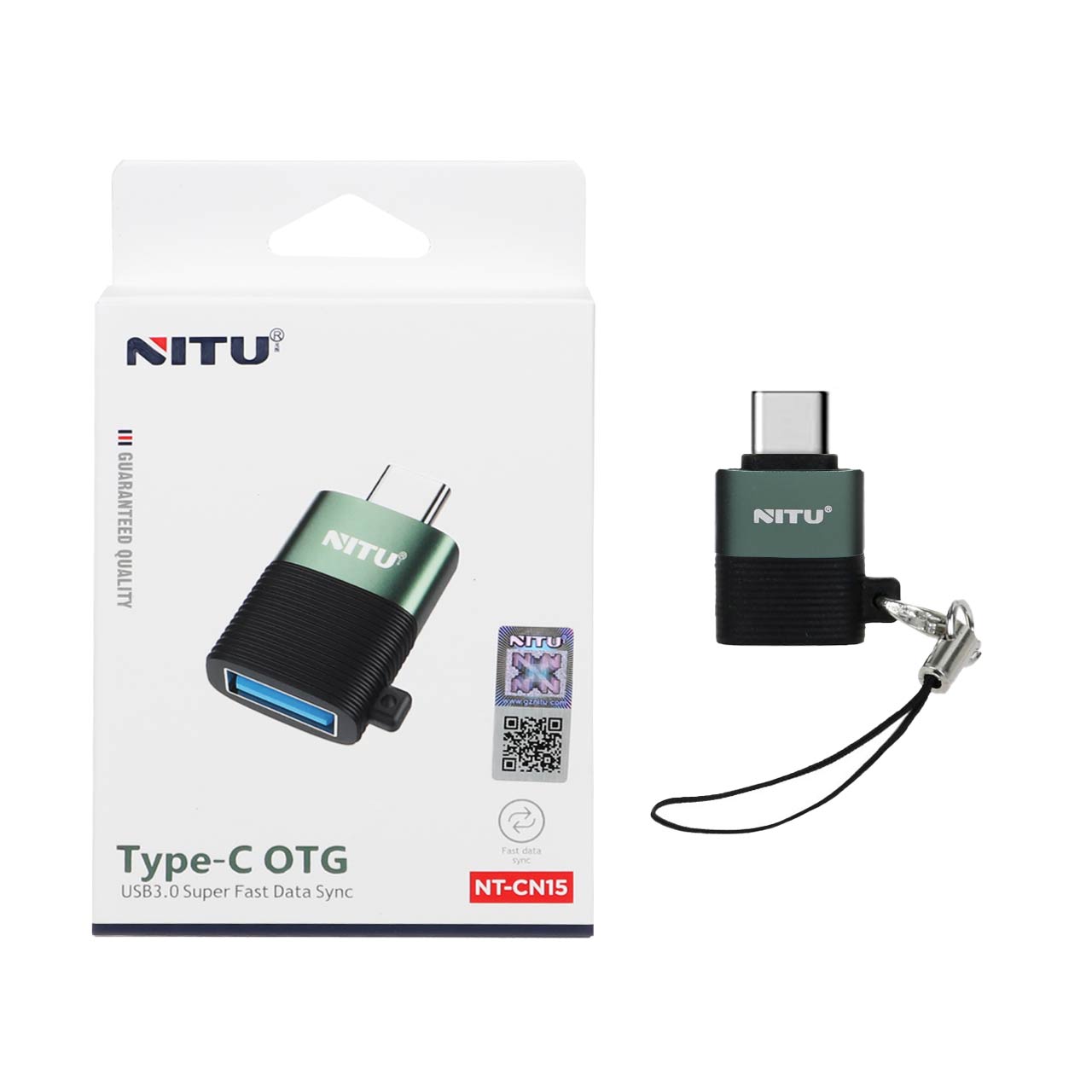 تبدیل NITU OTG Type-C مدل CN15 - مشکی سبز (گارانتی 18 ماه تعویض نیکان همراه)