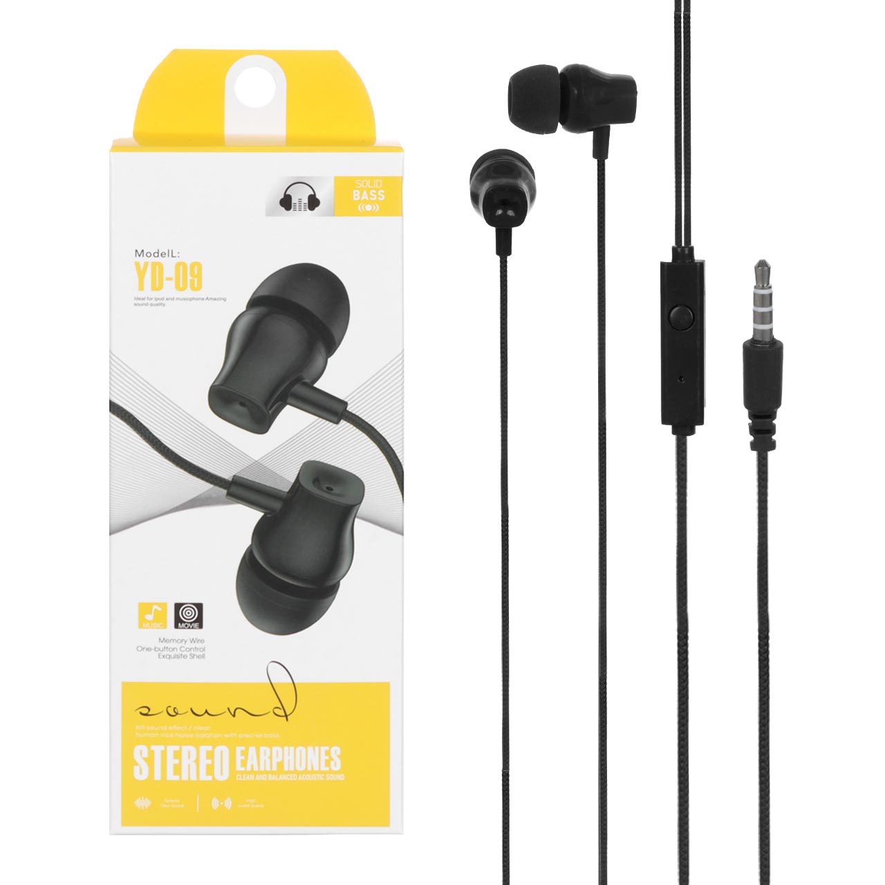 هندزفری با سیم مدل YD-09 - مشکی - DST (گارانتی شش ماهه)