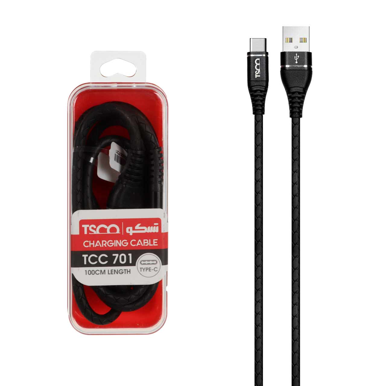 کابل شارژ و دیتا فست TSCO مدل Type-C مدل TCC 701 - مشکی (گارانتی 12 ماهه TSCO)