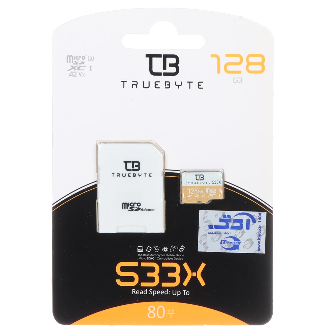 رم TRUEBYTE microSDHC & adapter UHS-I U3-(80MB/S-533X) - 128GB