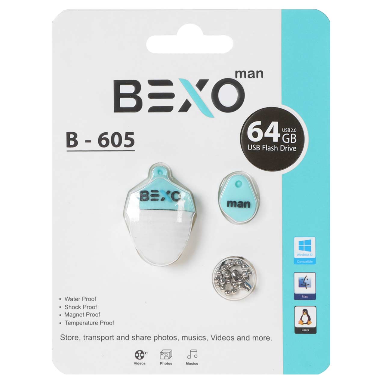 فلش BEXO B-605 USB2.0 Flash Memory-64GB  آبی روشن