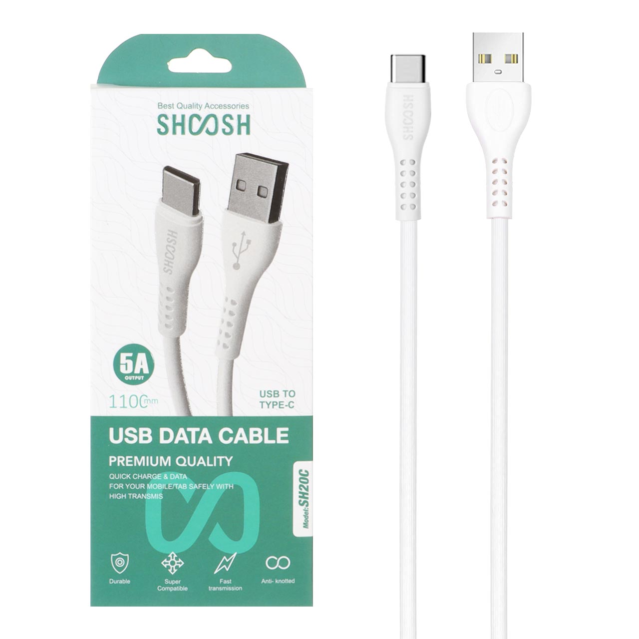 کابل شارژ 1.1 متری فست Shoosh Type-C مدل SH20C - سفید