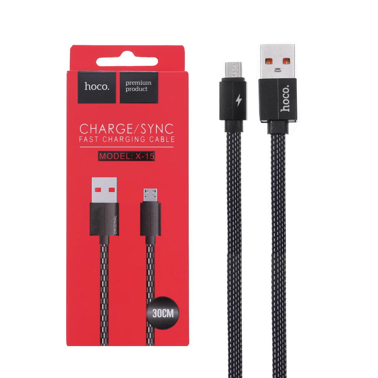 کابل شارژ فست پاوربانک اندروید hoco مدل X-15 مشکی