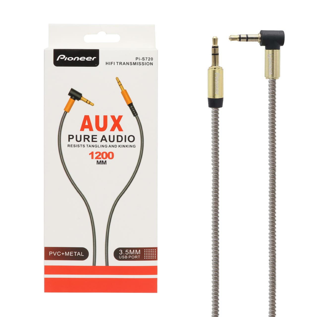 کابل صدا 1.2 متری pioneer AUX مدل Pi-S720 - طلایی - HAM