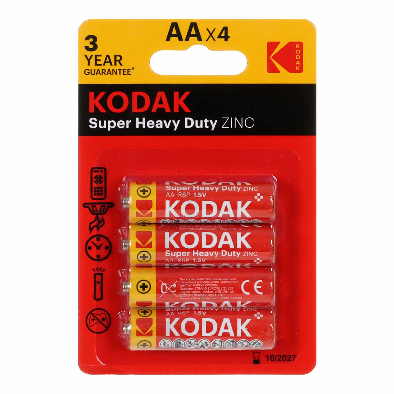 باتری قلم KODAK-AA مدل Super Heavy Duty Zinc LR6 (بسته 4 عددی)