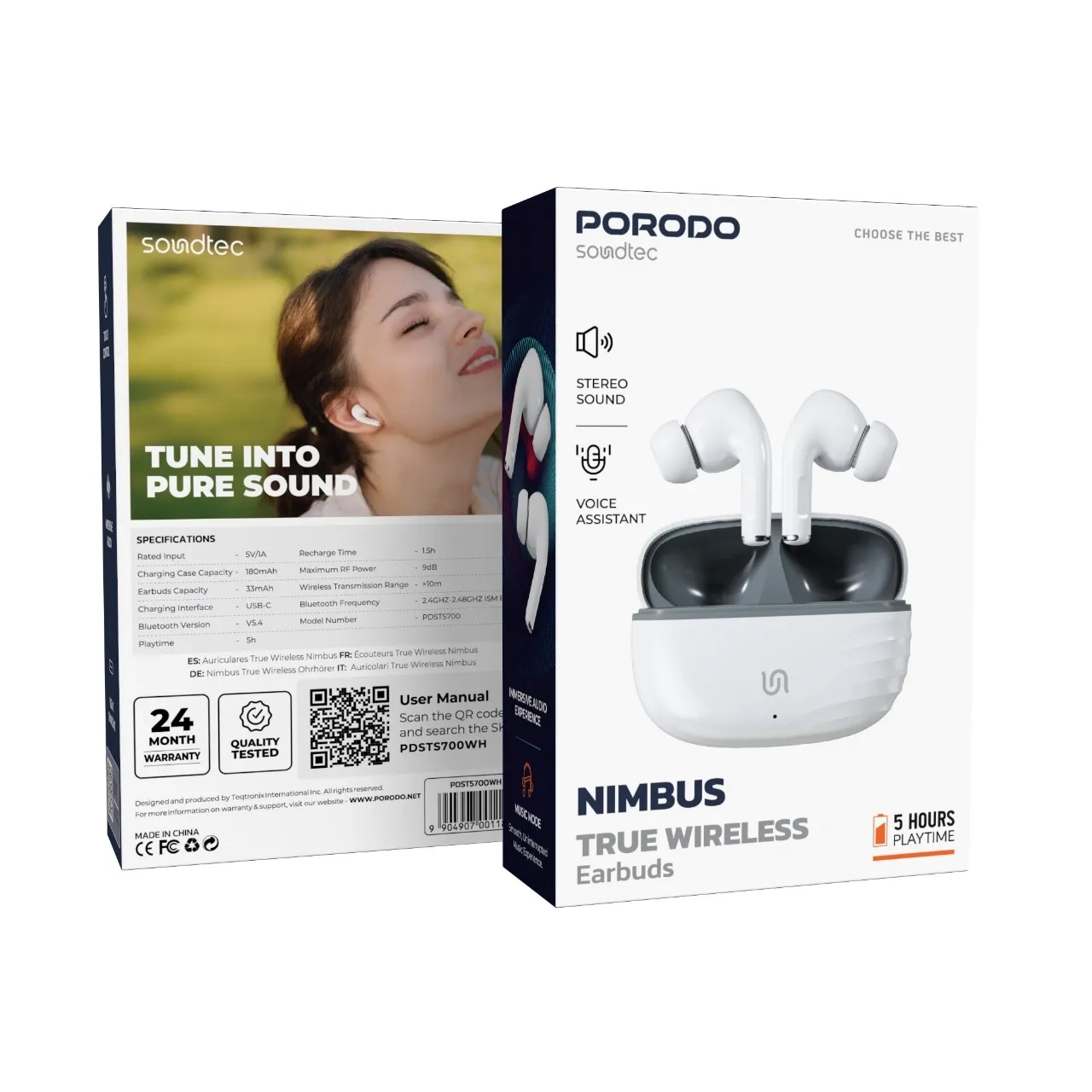 ایرفون بی سیم Porodo Soundtec مدل NIMBUS PDSTS700WH