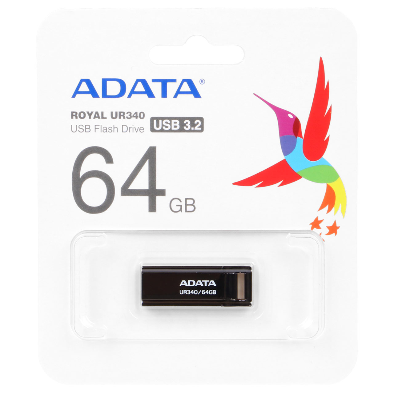 ADATA ROYAL UR340 USB 3.2 Flash Memory - 64GB مشکی - (گارانتی پنج ساله آونگ)