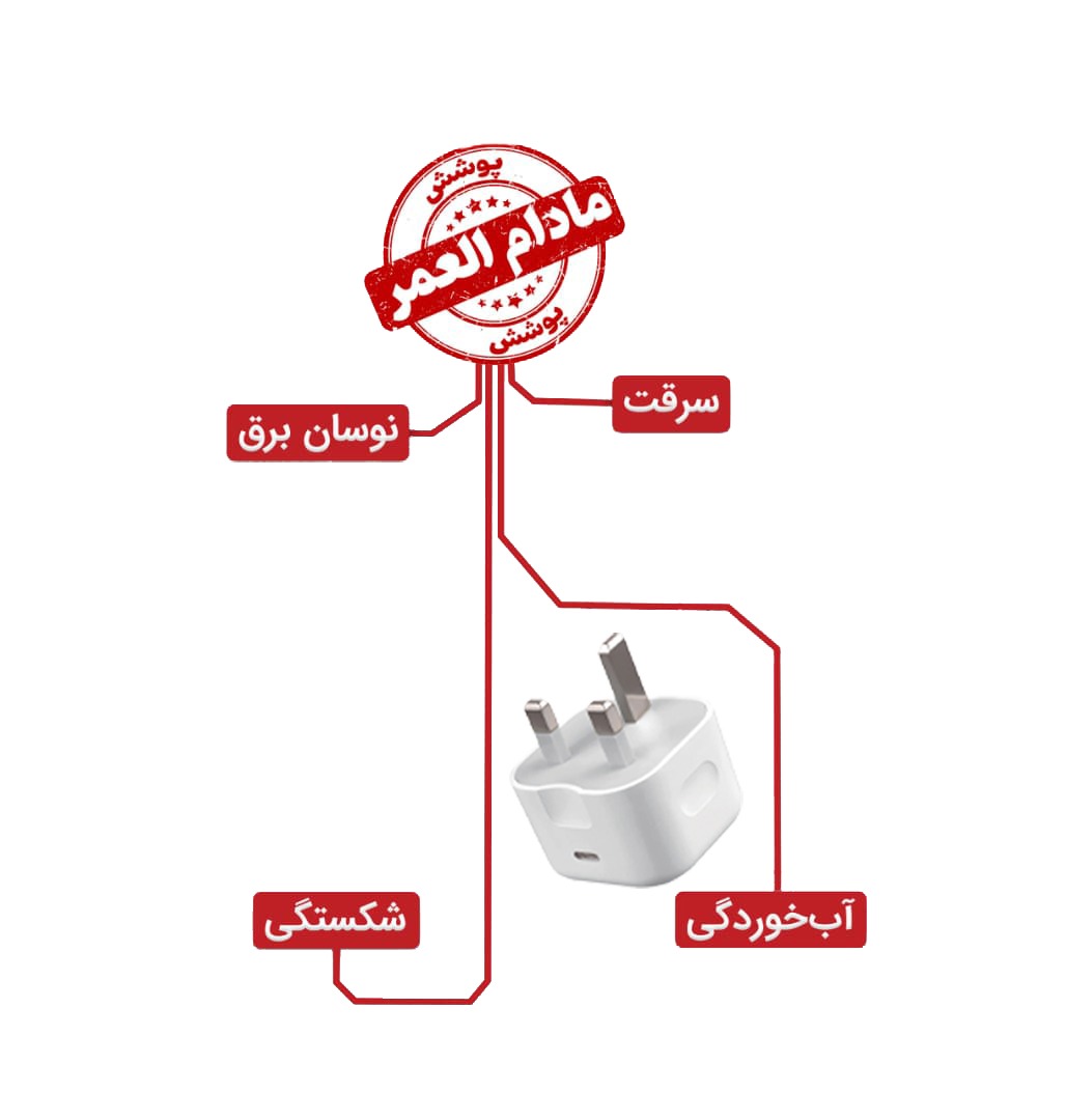 شارژر دیواری اپل 3 پین 20W اصل چین - سفید - درجه یک - بیمه مادام العمر (گارانتی تعویض)