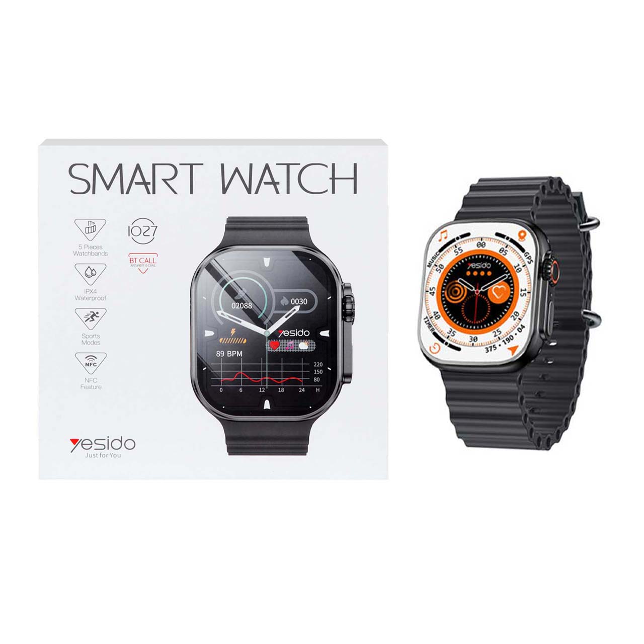 ساعت هوشمند Yesido مدل IO27 - مشکی (گارانتی 18 ماه تعویض نیکان همراه)