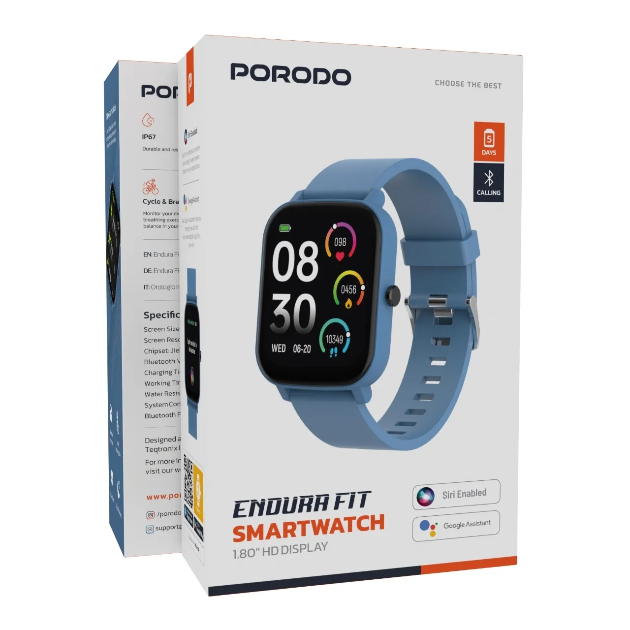 ساعت هوشمند Porodo مدل ENDURA FIT PDSW1830HBU - آبی (گارانتی 24 ماهه)