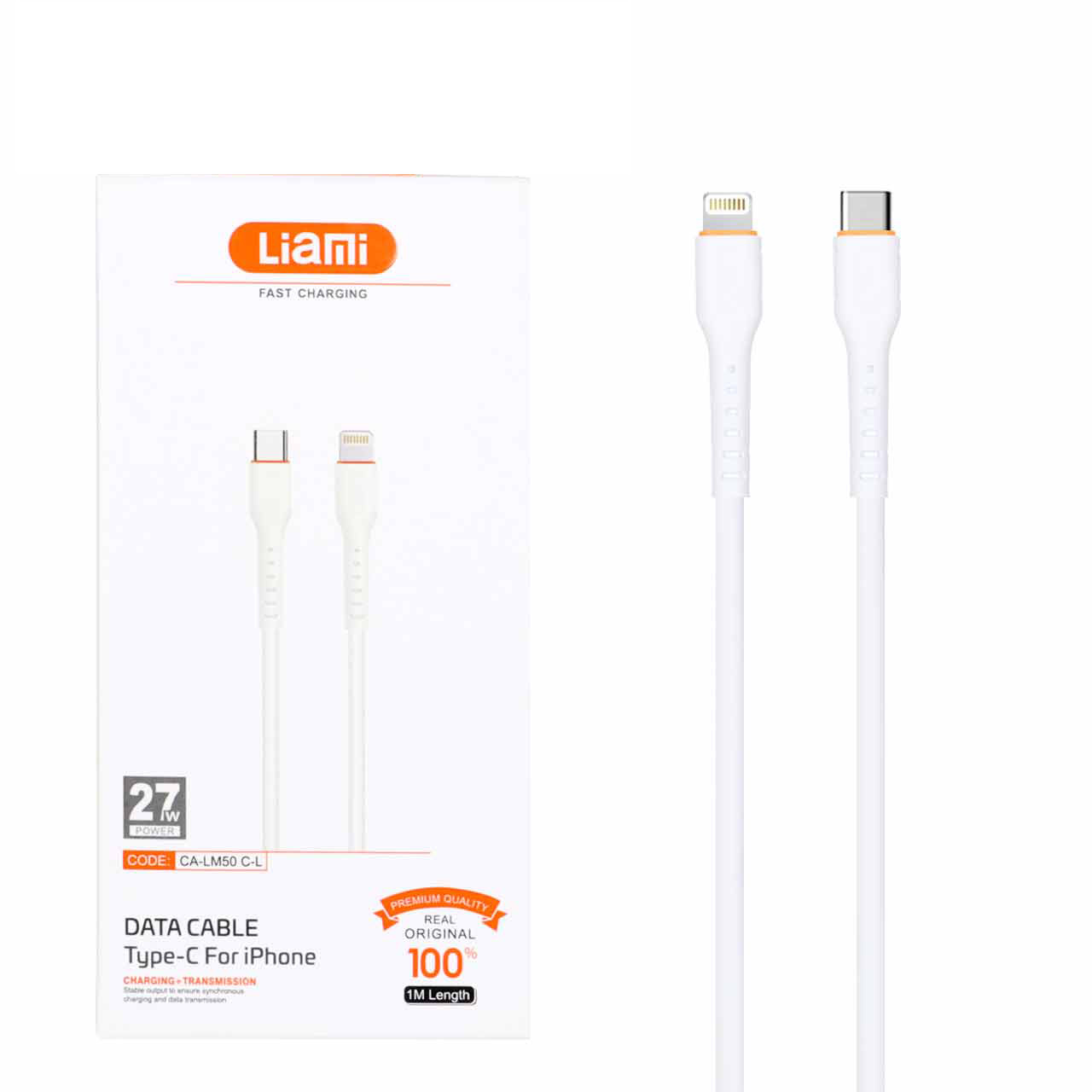 کابل شارژ فست Liami Type-C To Lightning مدل CA-LM50 C-L 27W - سفید (گارانتی شش ماهه شرکتی)
