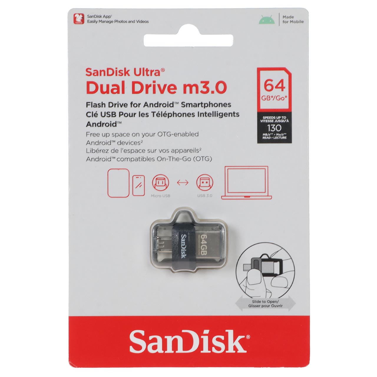 SanDisk Ultra Dual Drive m3.0 USB3.0 OTG Flash Memory-64GB (گارانتی سورین)