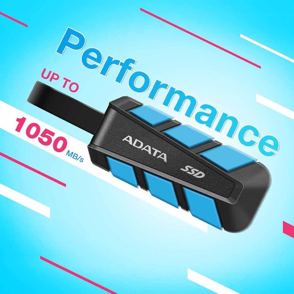 هارد اکسترنال ADATA SSD USB3.2 مدل SC740 ظرفیت 1TB - مشکی آبی (گارانتی آونگ)
