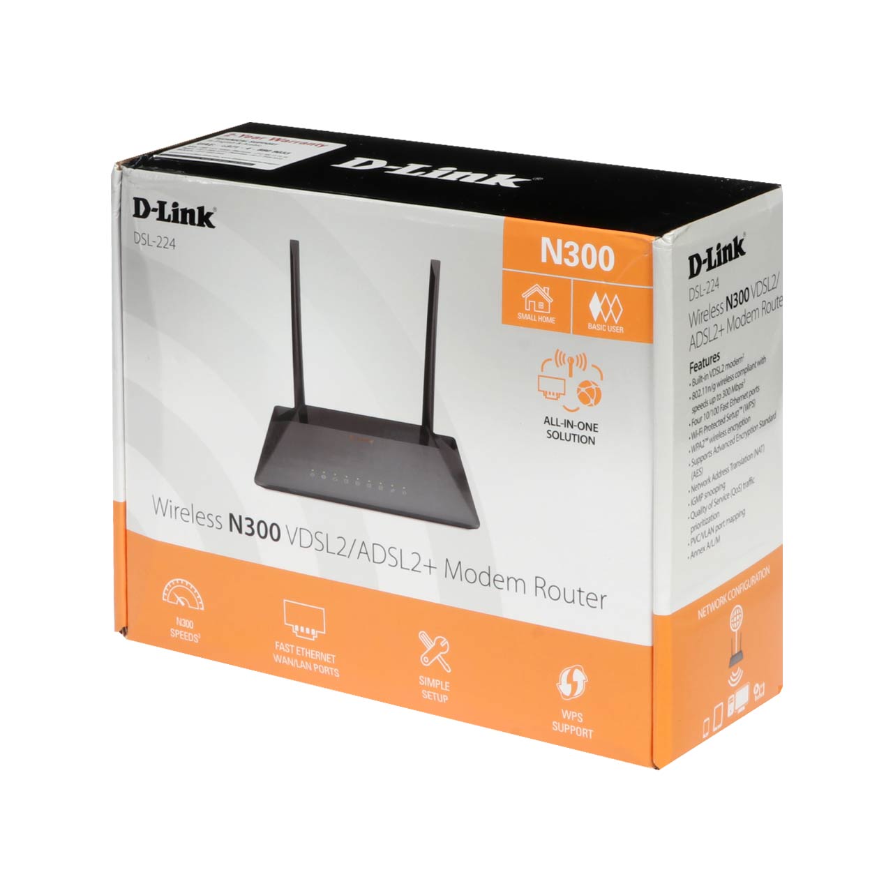 مودم D-link DSL-224 Wireless N300 VDSL2/ ADSl2 + Modem Router - مشکی (گارانتی 12 ماهه آیهان گستر)