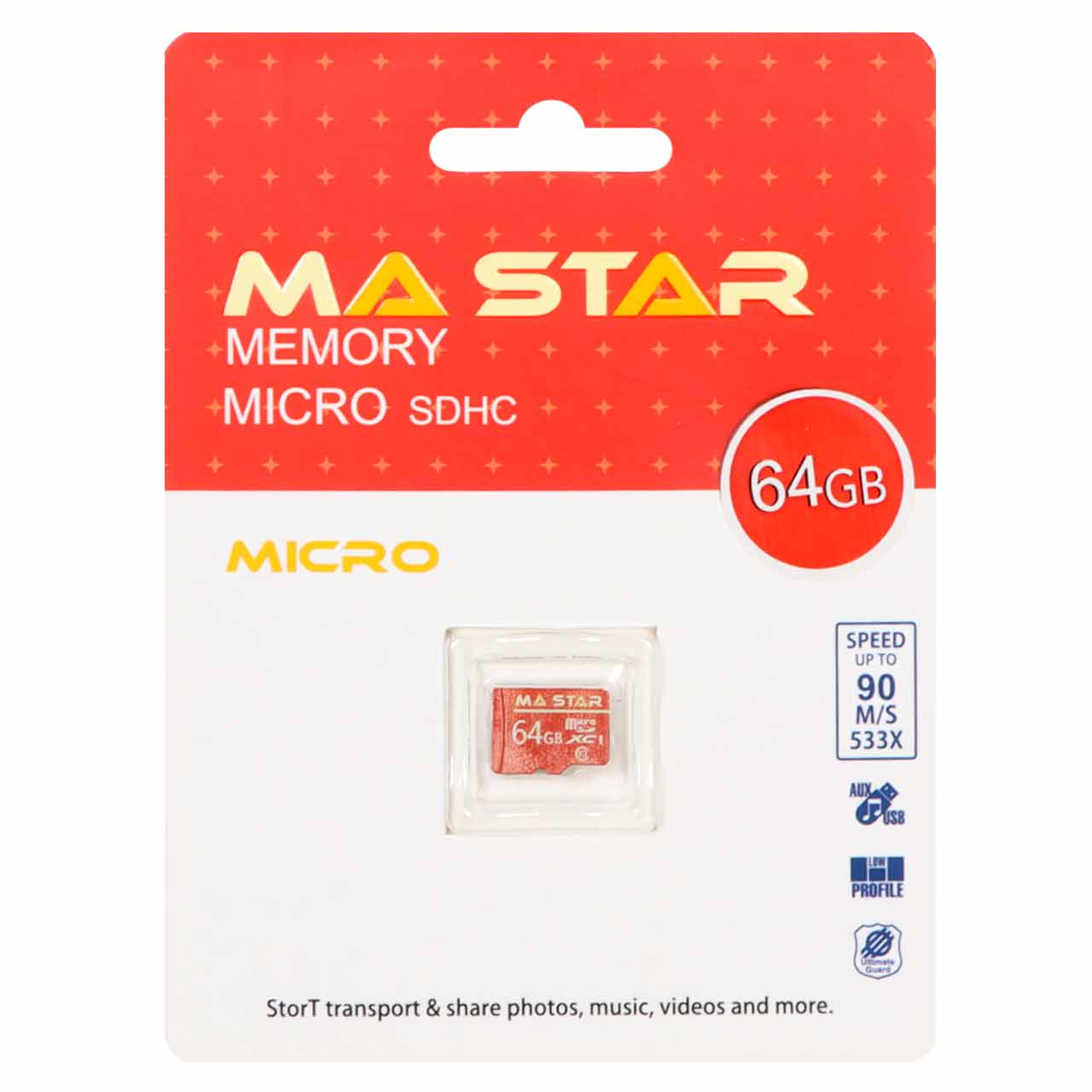 کارت حافظه میکرو اس دی 64 گیگابایت ام ای استار مدل Ma Star MicroSDHC CL10 533X
