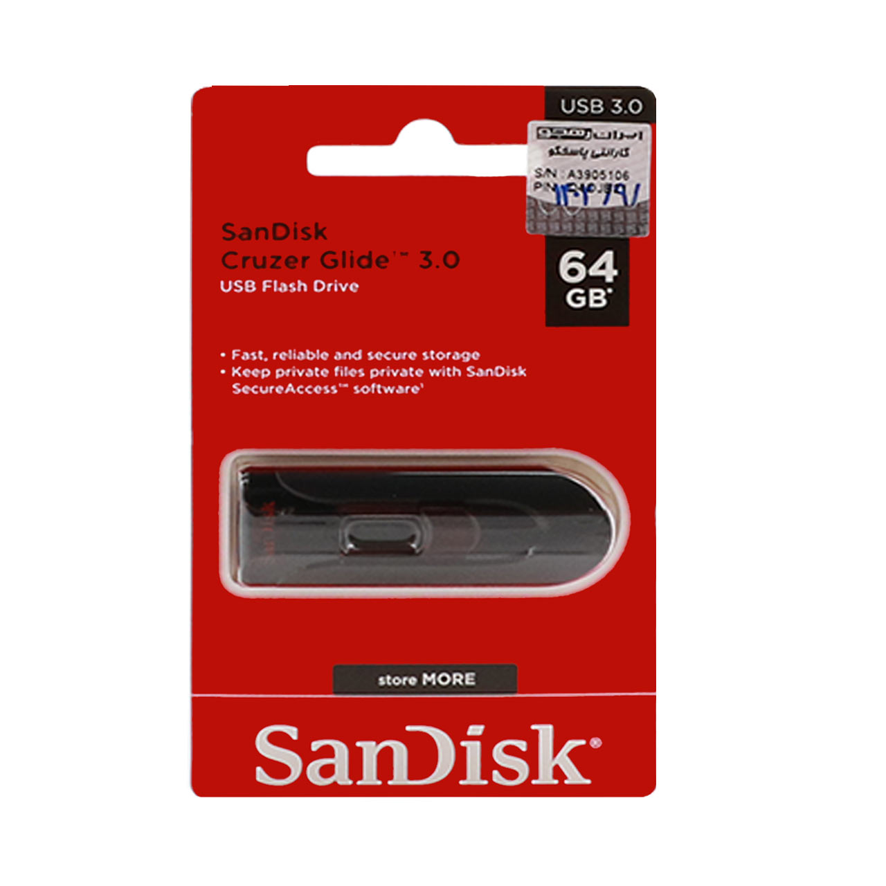 رم SanDisk Cruzer Glide USB3.0 Flash Memory-64GB(گارانتی ایران رهجو)