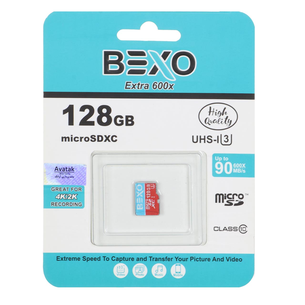 BEXO Extra 600X microSDXC UHS-I U3 Class10-90MB/s-128GB