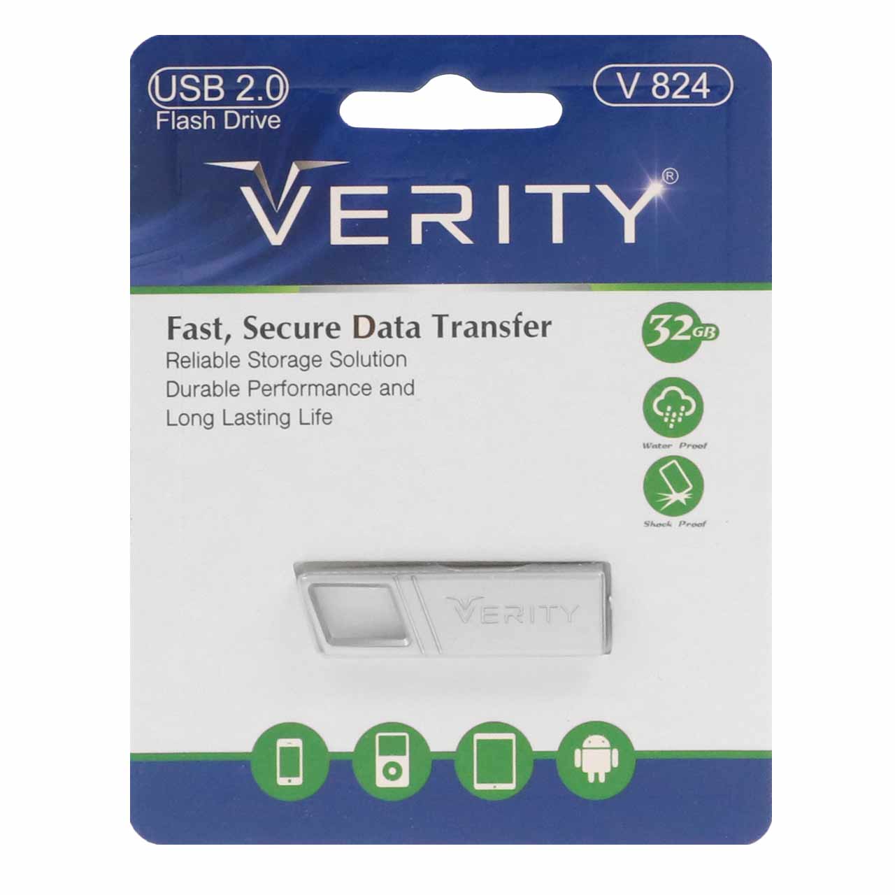فلش Verity V824 USB2.0 Flash Memory - 32GB نقره ای (گارانتی آسان سرویس)
