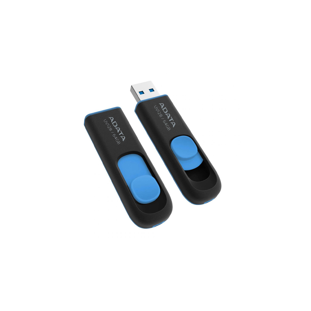 Adata UV128 USB 3.2 Flash Memory-64GB مشکی آبی - (گارانتی پنج ساله آونگ)