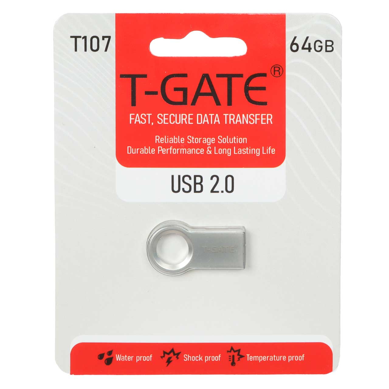 فلش مموری T-GATE USB2.0 مدل T107 ظرفیت 64GB - نقره ای (گارانتی آسان سرویس)
