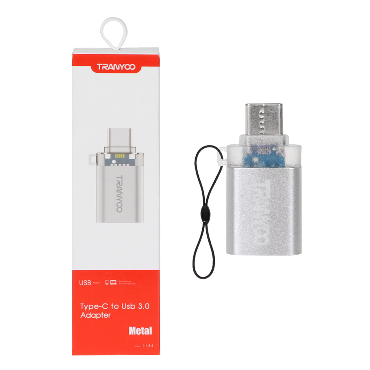 تبدیل Tranyoo USB3.0 TO Type-C مدل T-E44 - نقره ای