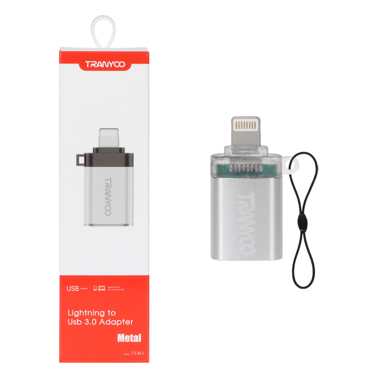 تبدیل Tranyoo USB3.0 TO Lightning OTG مدل T-E40 - مشکی