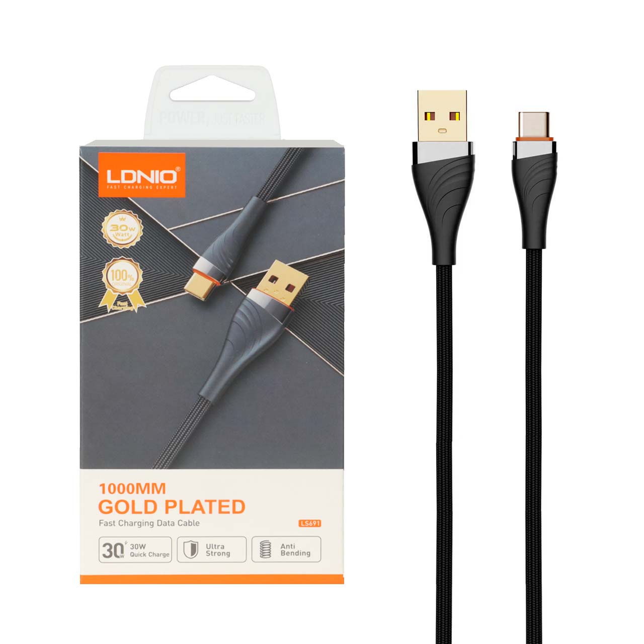 کابل شارژ فست LDNIO Type-C مدل LS691 - خاکستری (اصلی)