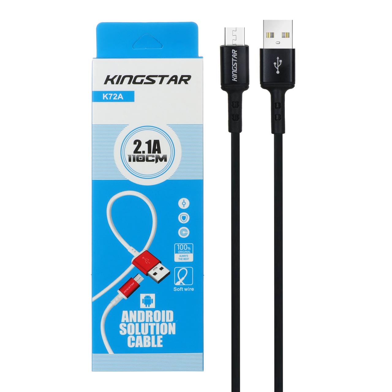 کابل شارژ اندروید KingStar مدل K72 A-مشکی