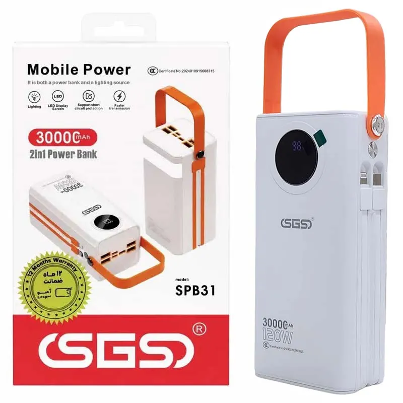 پاور بانک 30000 میلی‌آمپرساعت 22.5 وات فست شارژ SGS مدل SPB-31