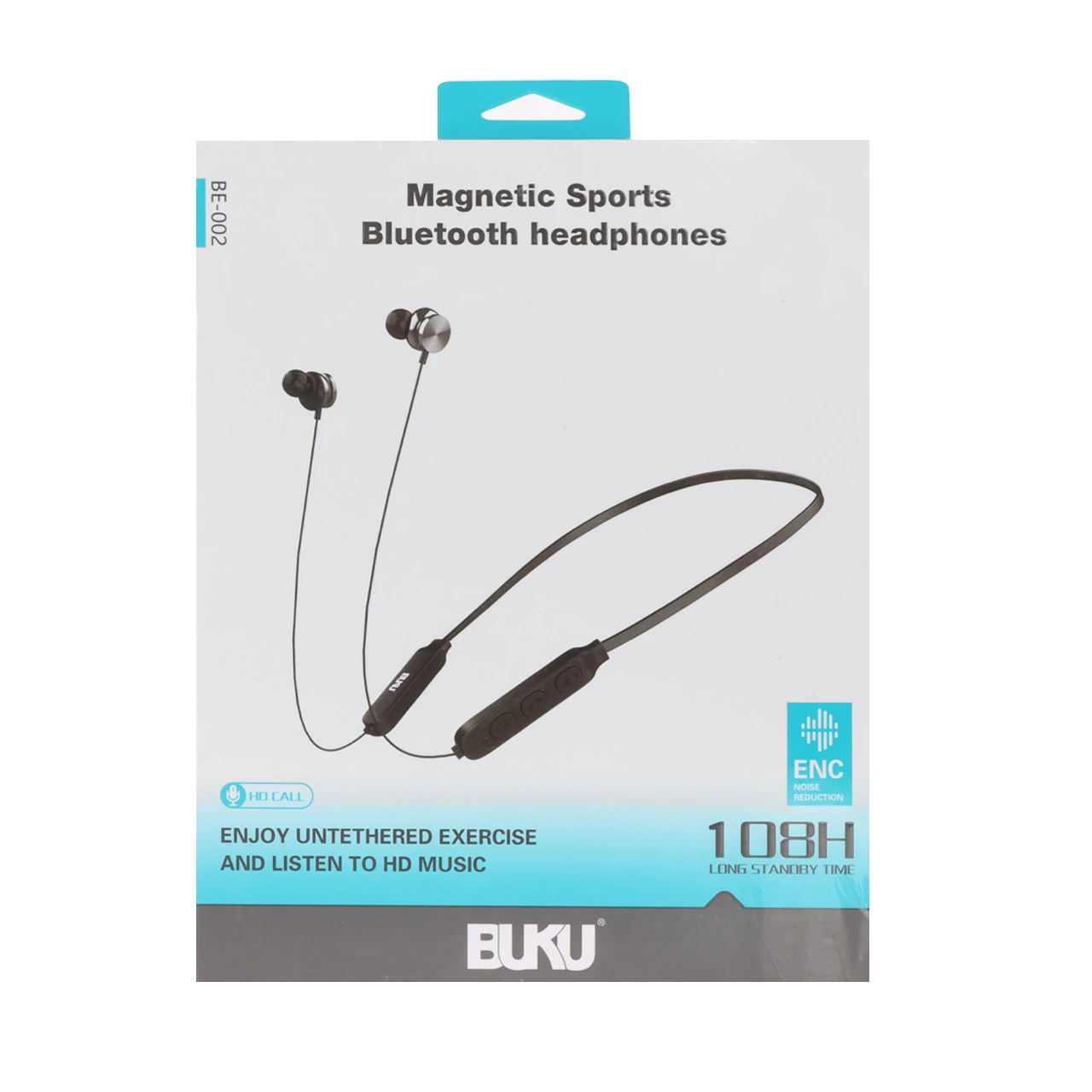 هندزفری گردنی بی سیم BUKU مدل BE-002 ENC - مشکی - MMS (گارانتی شش ماهه YA)