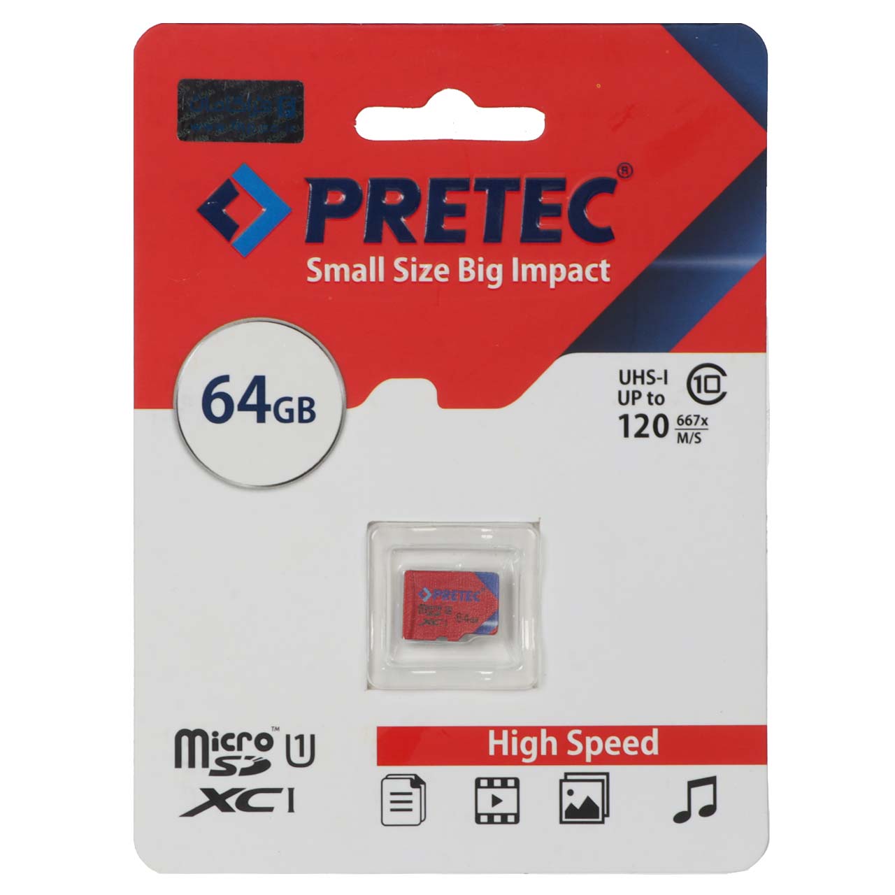 کارت حافظه Pretec MICROSDHC مدل 667X کلاس U3 سرعت 120MB/s ظرفیت 64GB