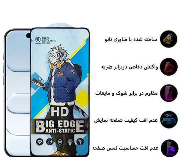 محافظ صفحه نمایش شیشه ای درجه یک Samsung Galaxy S25 Ultra - Full Cover OG - ESD OVOG - مشکی (بدون پک