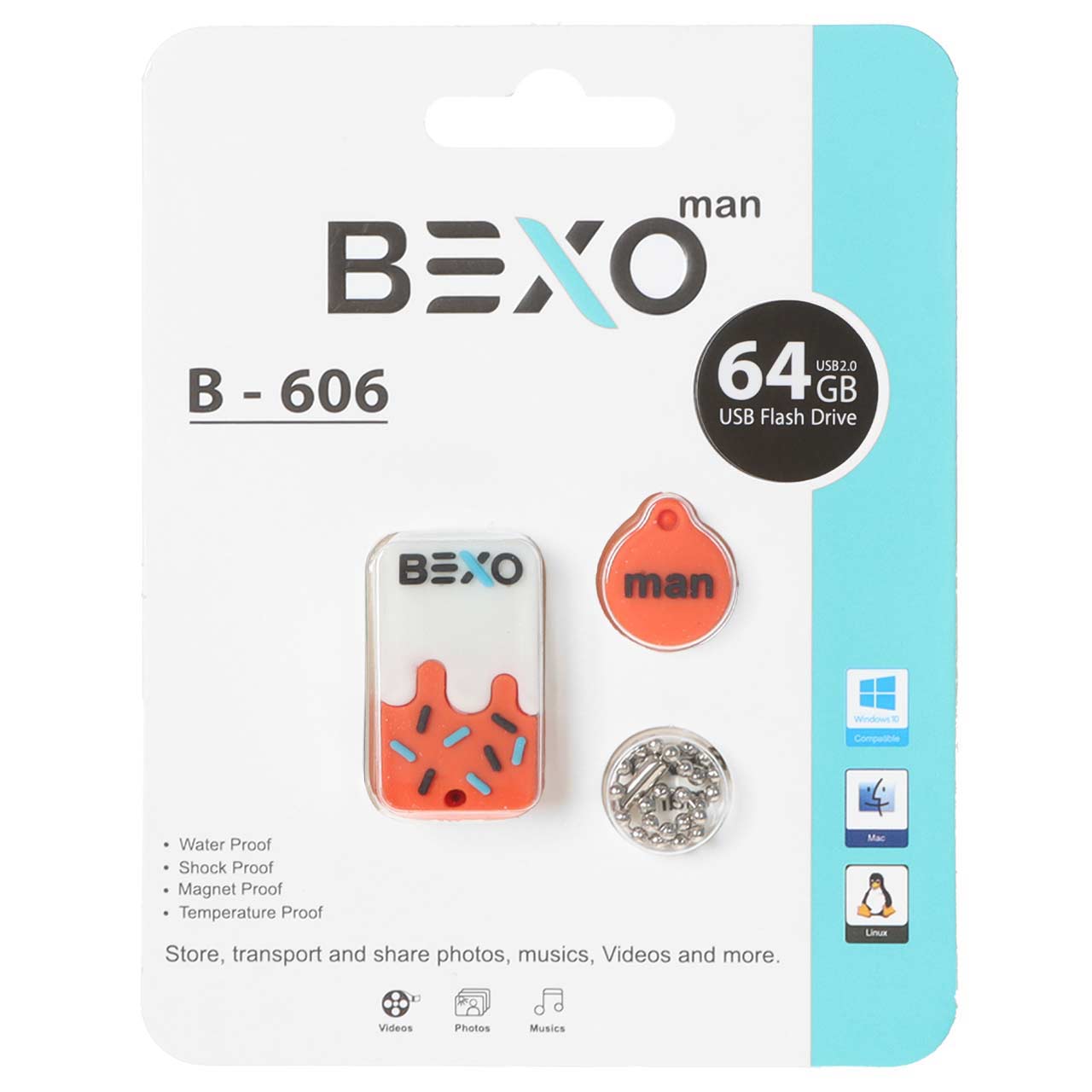فلش مموری BEXO USB2.0 مدل B-606 ظرفیت 64GB  گارانتی داده پردازی آواتک