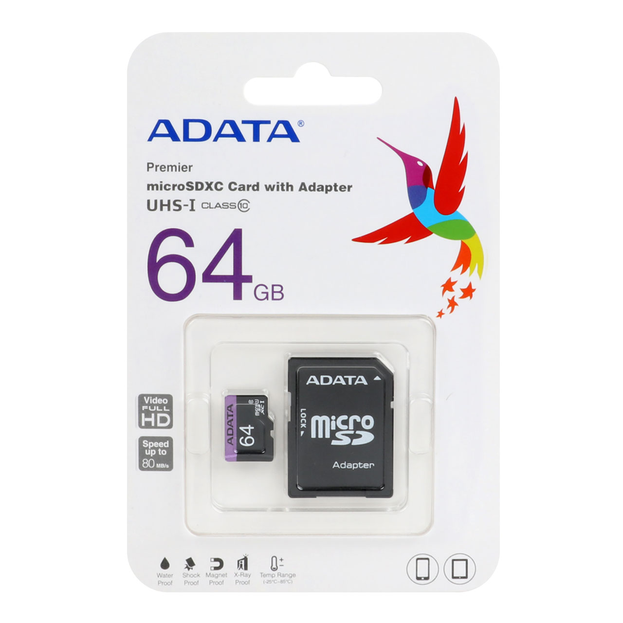 رم ADATA Premier microSDXC & adapter UHS-I U1 Class 10-80MB/s-64GB