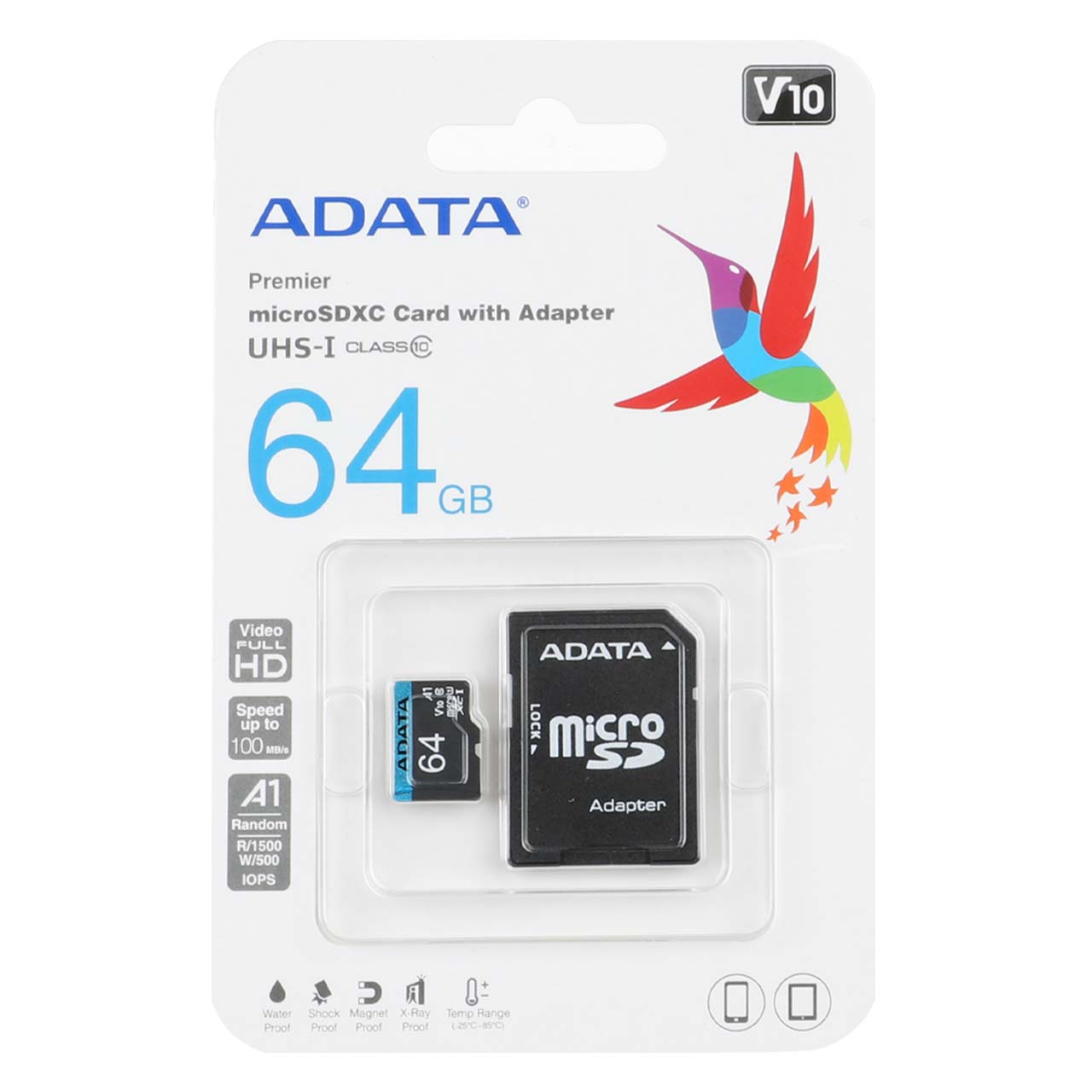 رم ADATA Premier microSDXC & adapter UHS-I U1 Class 10-100MB/s - 64GB