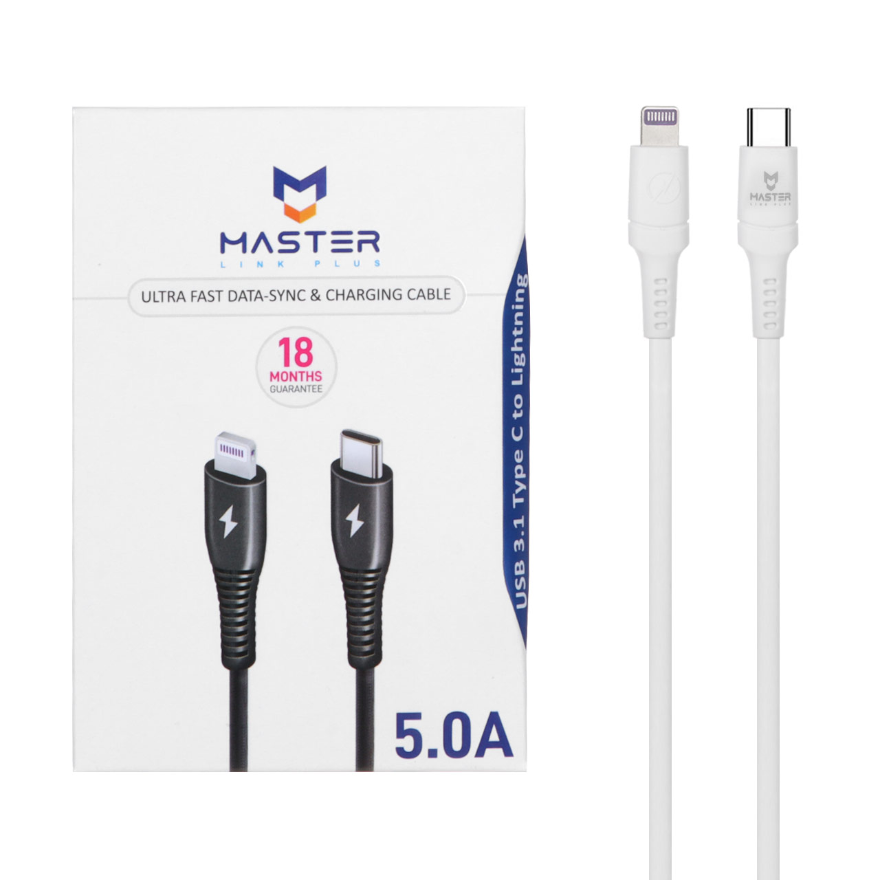 کابل شارژ فست MASTER Type-C to Lightning مدل ETM 001 - سفید