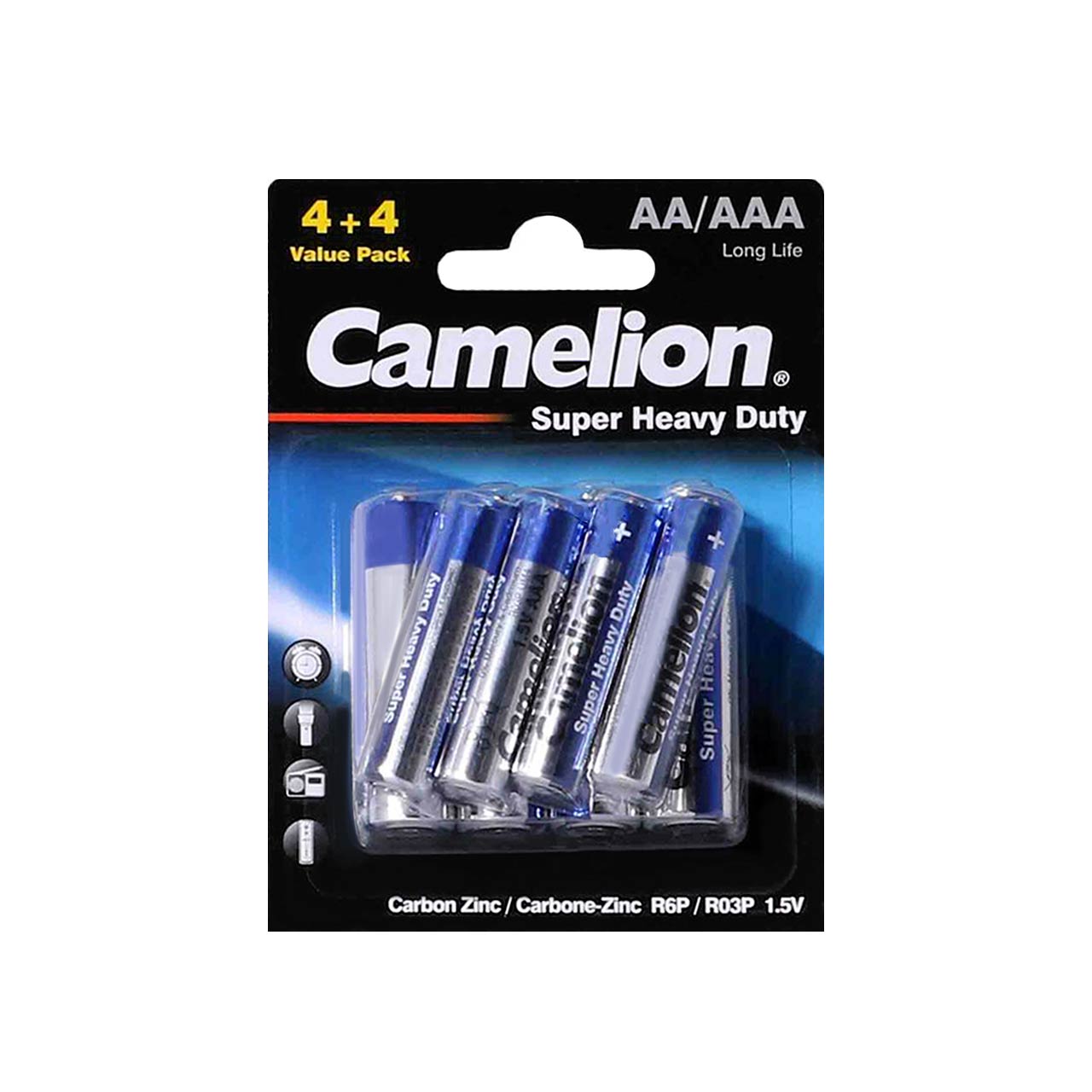 باتری قلمی و نیم قلمی Camelion مدل Super Heavy Duty 4R6P+4R03 بسته 8 عددی