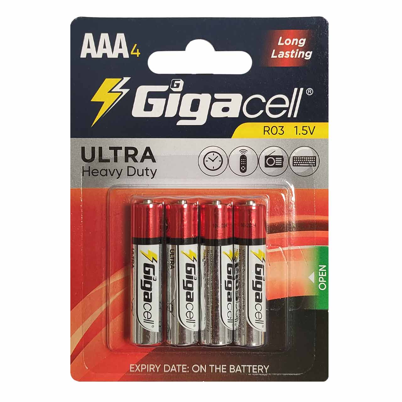 باتری نیم قلمی GigaCell-AAA مدل Ultra Heavy Duty بسته 4 عددی