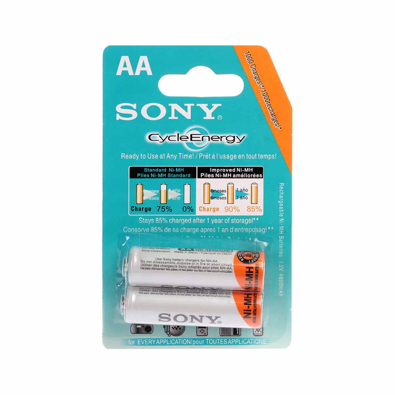 باتری قلمی قابل شارژ Sony Cycle Energy-AA با ظرفیت 4600mah بسته 2 عددی