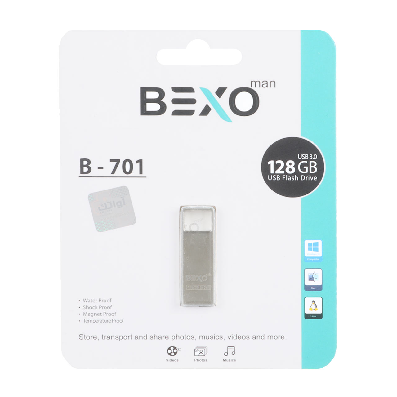 فلش BEXO B-701 USB3.0 Flash Memory-128GB (گارانتی داده پردازی آواتک) نقره ای